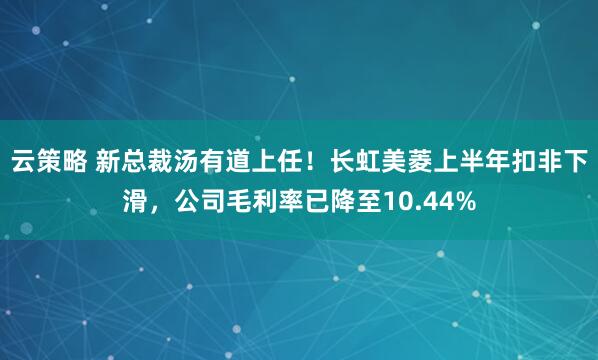 云策略 新总裁汤有道上任！长虹美菱上半年扣非下滑，公司毛利率已降至10.44%