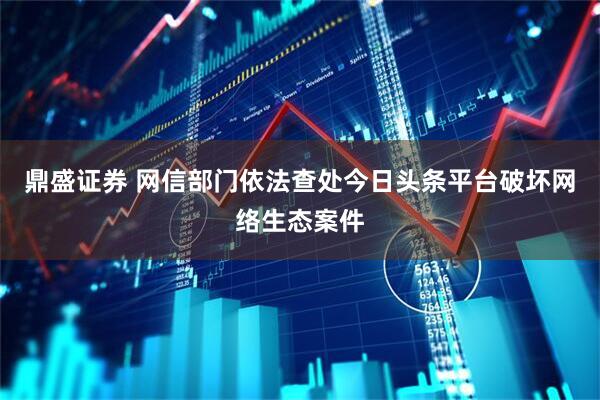鼎盛证券 网信部门依法查处今日头条平台破坏网络生态案件